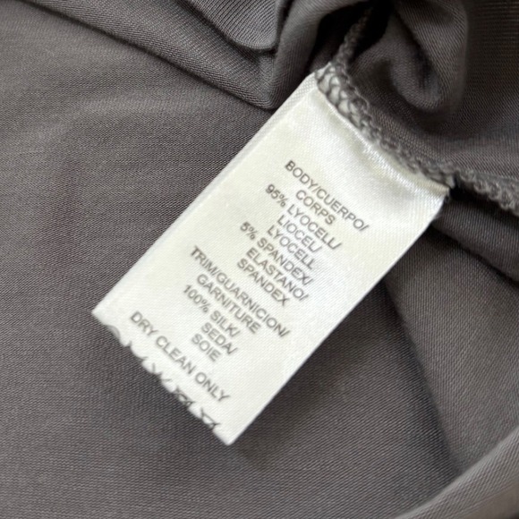 Kensie Sheer Sleeve Scoop Neck Top, Women's Size Large, Gray Puff Sleeve Tee - Picture 10 of 11